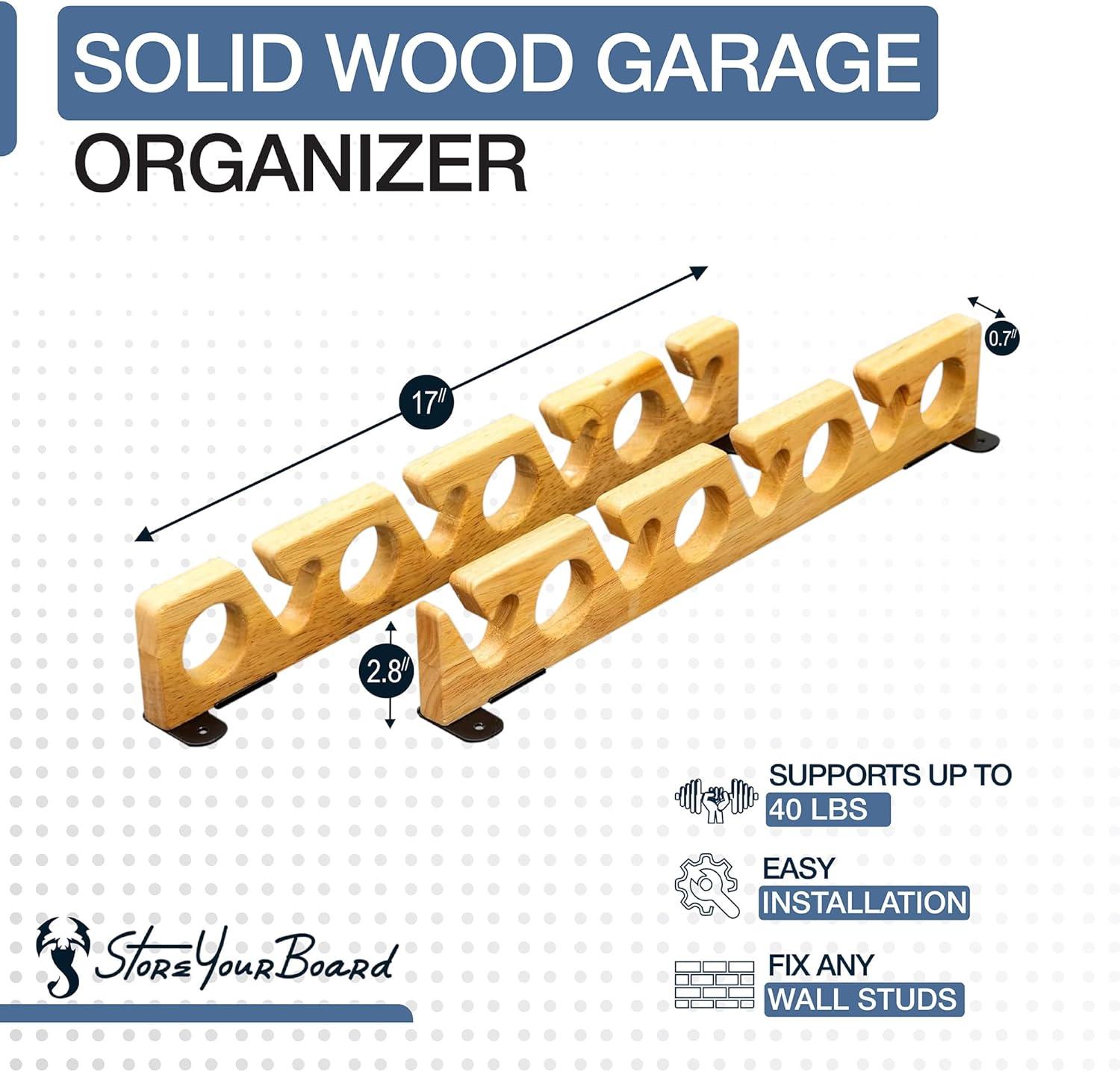 imageStoreYourBoard Stillwater Fishing Pole Holders for Garage Wall and Ceiling Storage Rack for Fishing Rods Solid Wood Garage Organizer Holds 8 Rods or Combos up to 40 lbs