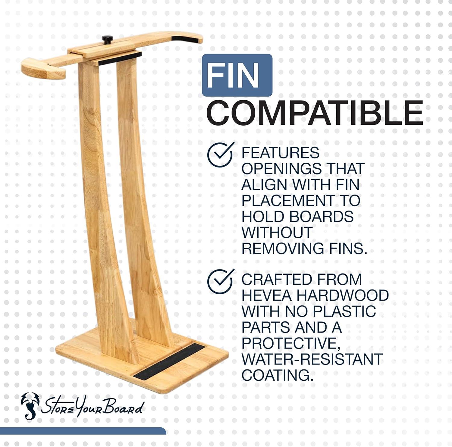 imageStoreYourBoard SurfStand Vertical Surfboard Stand Freestanding Wooden Indoor Display for Shortboard and Longboard Adjustable to Fit Boards 16quot to 26quot Wide