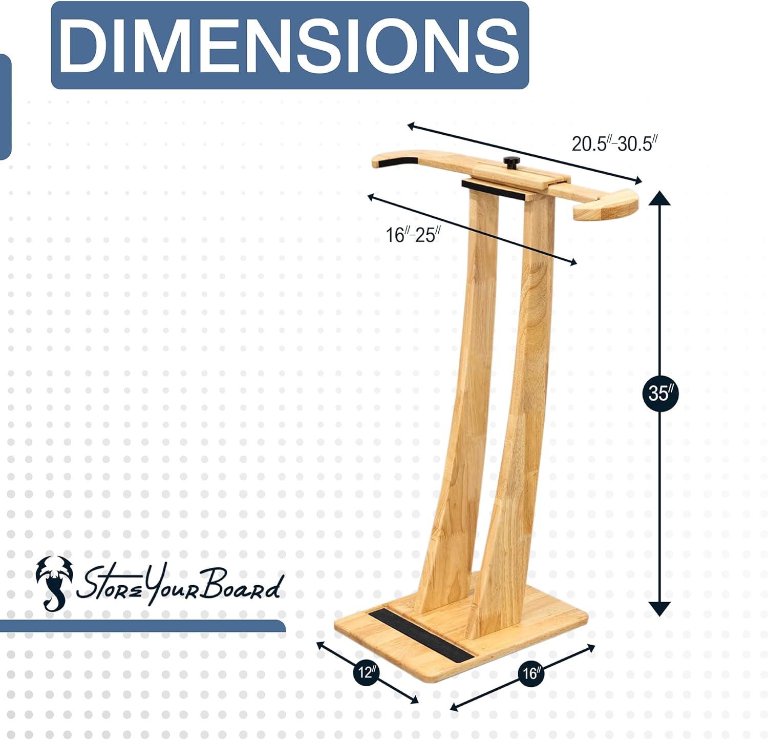 imageStoreYourBoard SurfStand Vertical Surfboard Stand Freestanding Wooden Indoor Display for Shortboard and Longboard Adjustable to Fit Boards 16quot to 26quot Wide