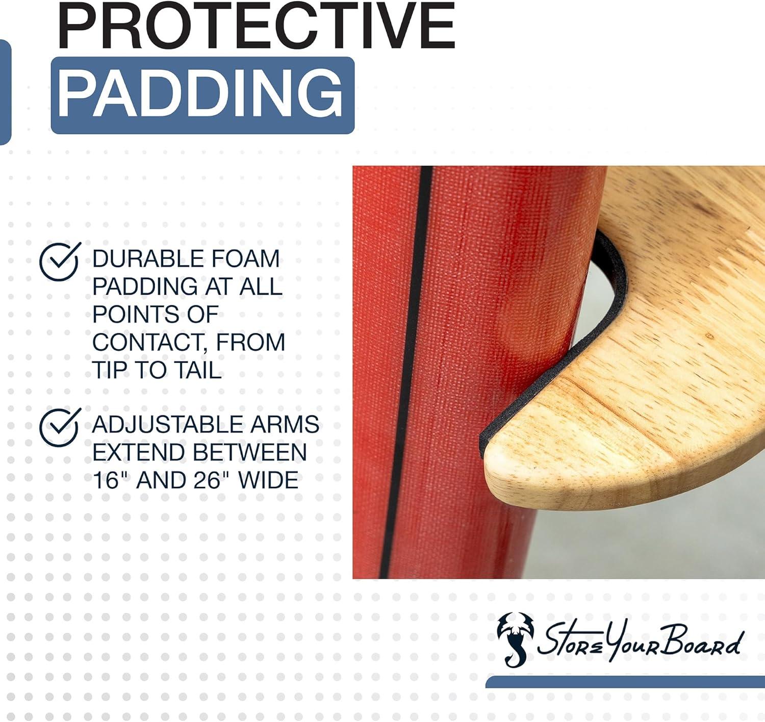 imageStoreYourBoard SurfStand Vertical Surfboard Stand Freestanding Wooden Indoor Display for Shortboard and Longboard Adjustable to Fit Boards 16quot to 26quot Wide