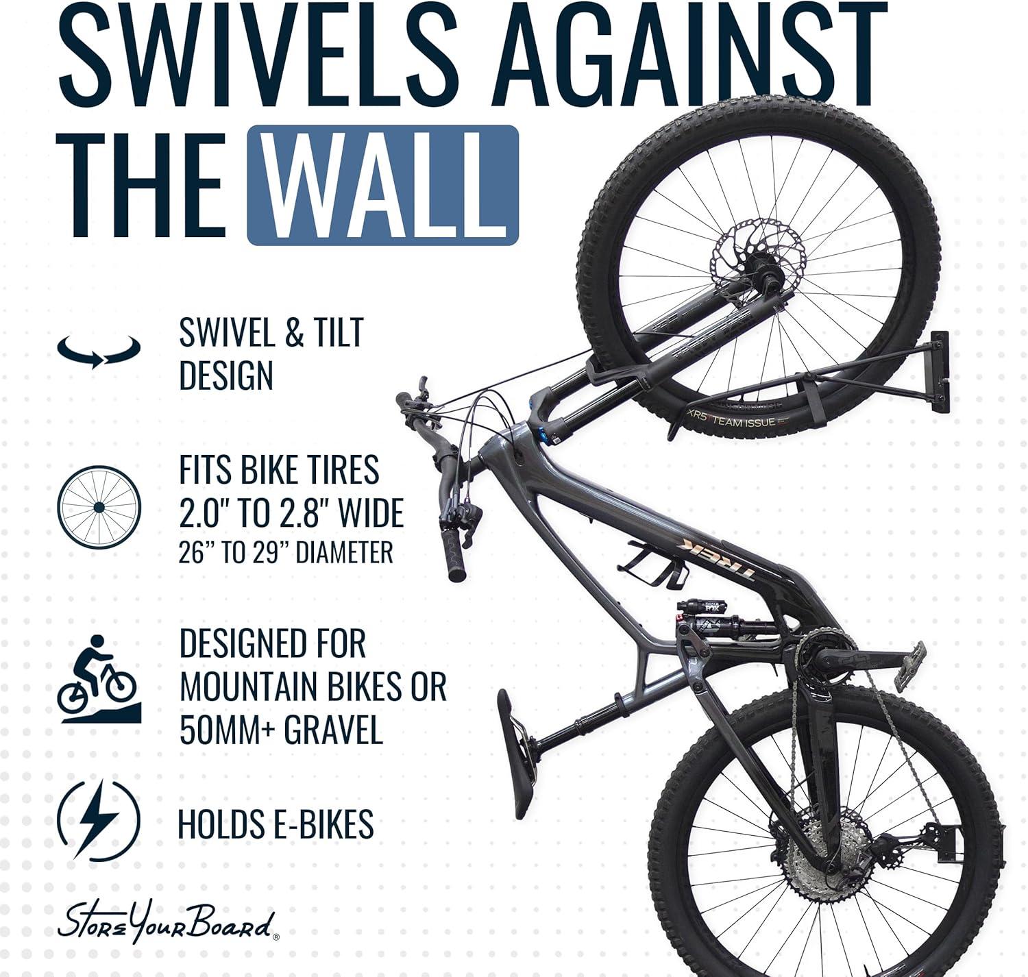 imageStoreYourBoard SwivelStow Road ampamp Gravel Bike Storage 2 Pack  Heavy Duty Bike Hanger NoLift Bike Wall Mount for Garage Bike Storage Holds 70 lbs PatentPending2 Pack