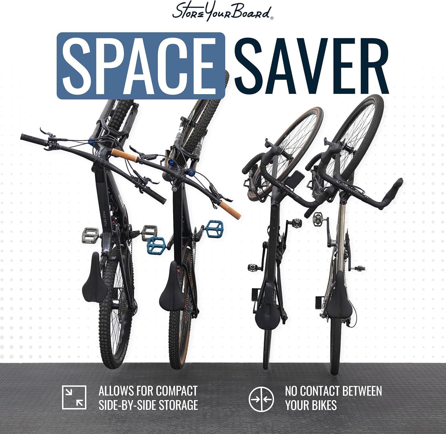 imageStoreYourBoard SwivelStow Road ampamp Gravel Bike Storage 2 Pack  Heavy Duty Bike Hanger NoLift Bike Wall Mount for Garage Bike Storage Holds 70 lbs PatentPending2 Pack