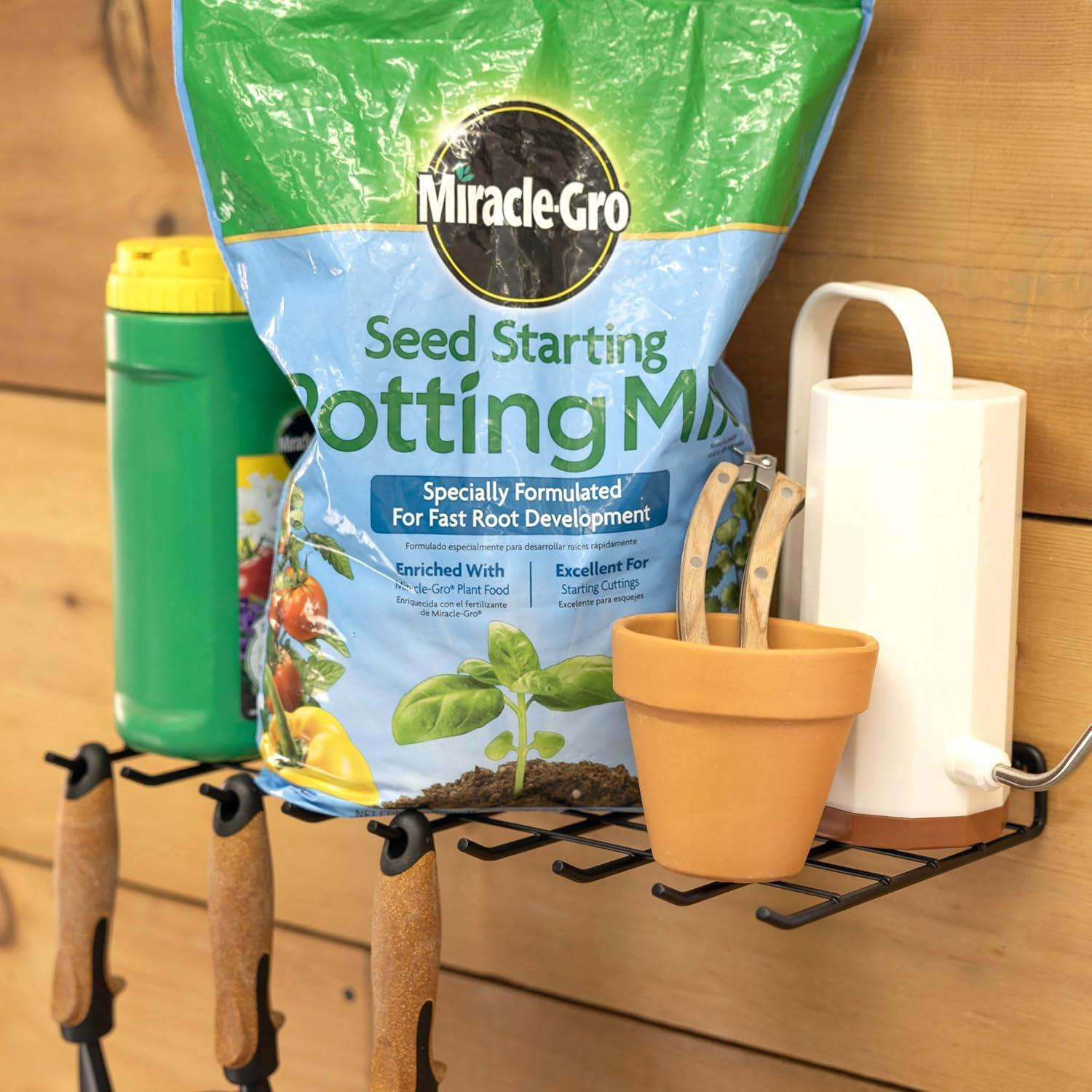 imageStoreYourBoard The Afton Laundry Room Shelf Wire Shelving Wall Mounted Hanging Hooks for Broom and Mop Cleaning Supplies Shelf for Home and Garage 175quot x 9quot