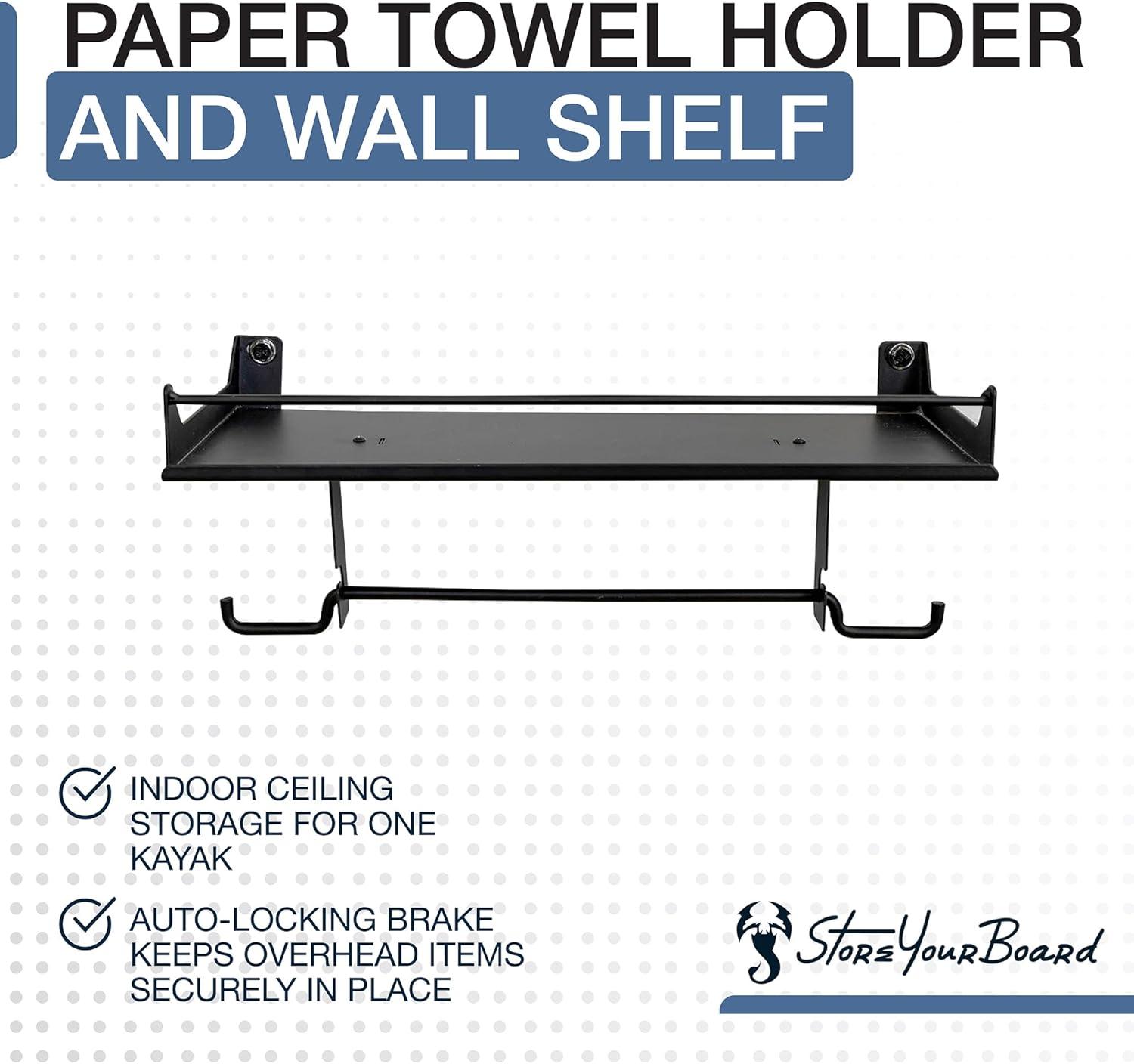 imageStoreYourBoard The Original Quick Clean Garage Paper Towel Holder Wall Mount Shelf OneHand Tear Garage Organization and Storage Rack Holds 50 lbs