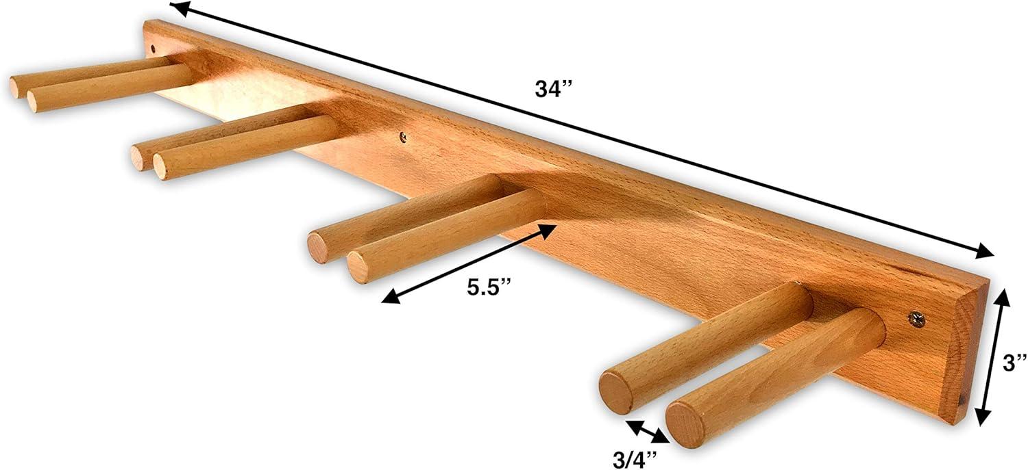 imageStoreYourBoard Timber Ski Wall Rack 4 Pairs of Skis Storage Wood Home and Garage Mount System Natural WoodNatural