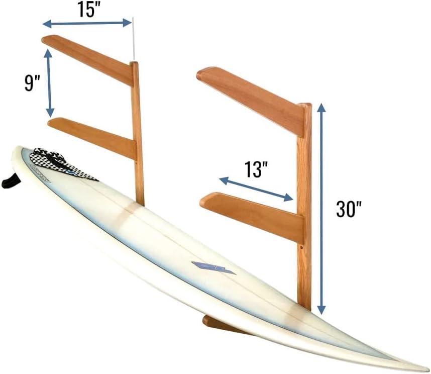 imageStoreYourBoard Timber Surfboard Wall Rack Holds 3 Surfboards Wood Home Storage Mount SystemNatural