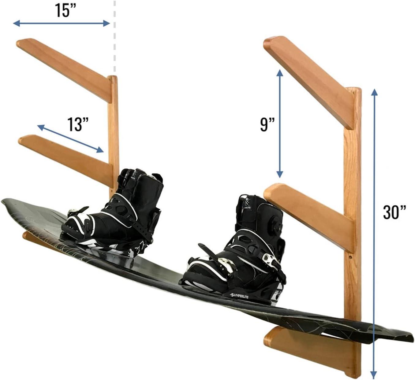 imageStoreYourBoard Timber Wakeboard Wall Rack Wooden Storage Mount Stylish Indoor Display 3 Boards