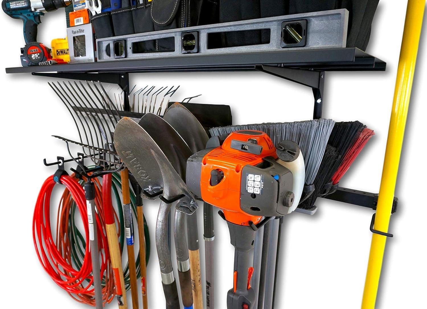 imageStoreYourBoard Tool Pro Essential Garage Rack Equipment Organizer Wall Mount Hanger With Overhead Shelf