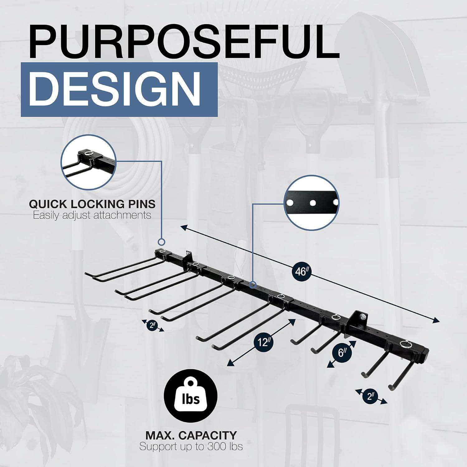 imageStoreYourBoard Tool Storage Rack  Heavy Duty Garage Tool Organizer Wall Mount for Garden Tools Rakes Shovels Garage Hooks Steel Gear Hanger Holds 300 lbsTool Rack