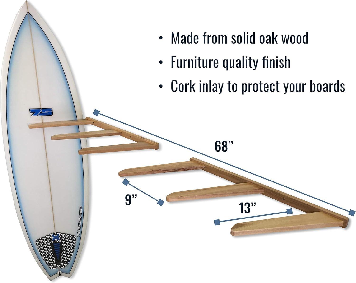 imageStoreYourBoard Vertical Timber Surfboard Wall Rack Holds 6 Surfboards Home and Garage Storage Mount System NaturalNatural