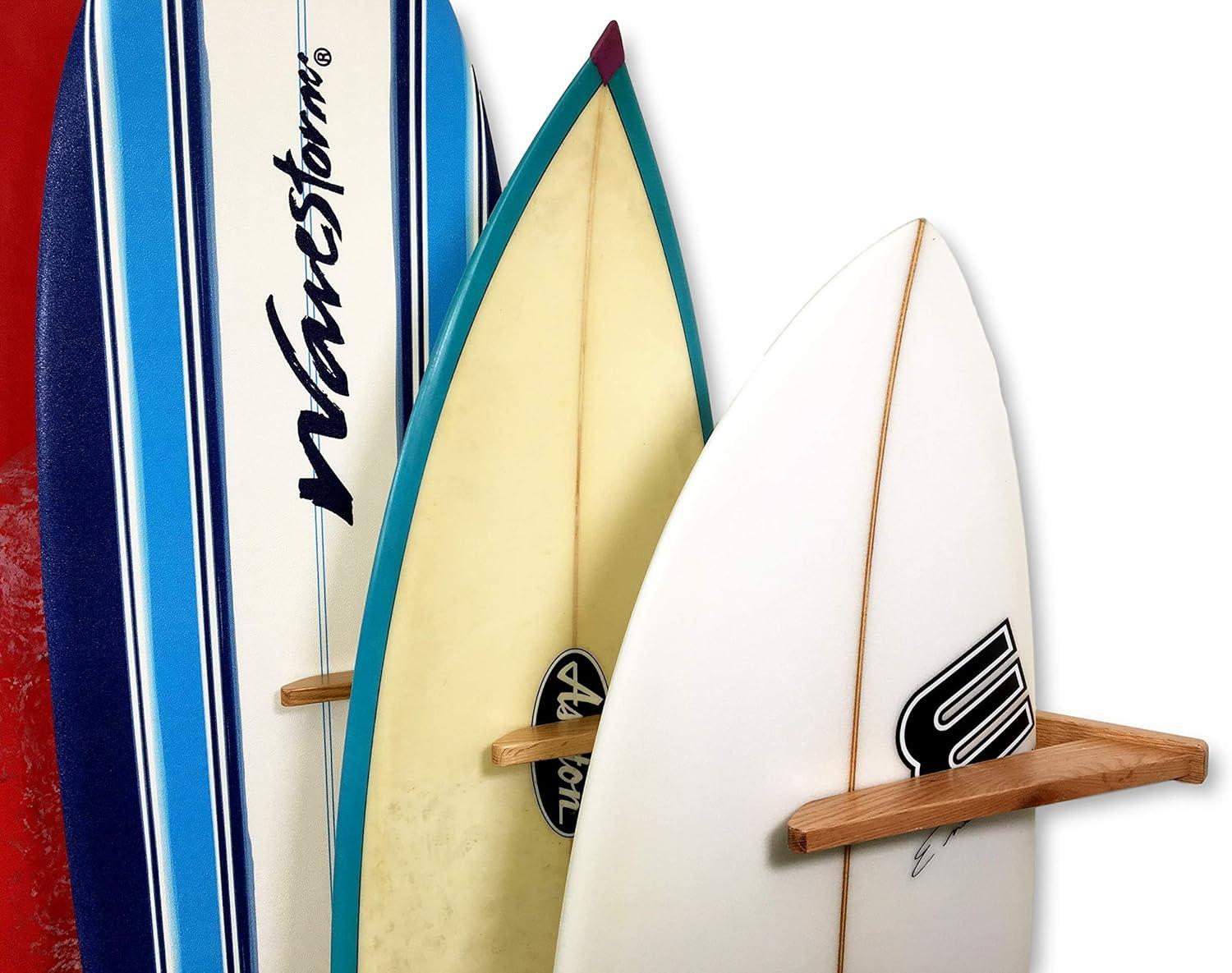 imageStoreYourBoard Vertical Timber Surfboard Wall Rack Holds 6 Surfboards Home and Garage Storage Mount System NaturalNatural