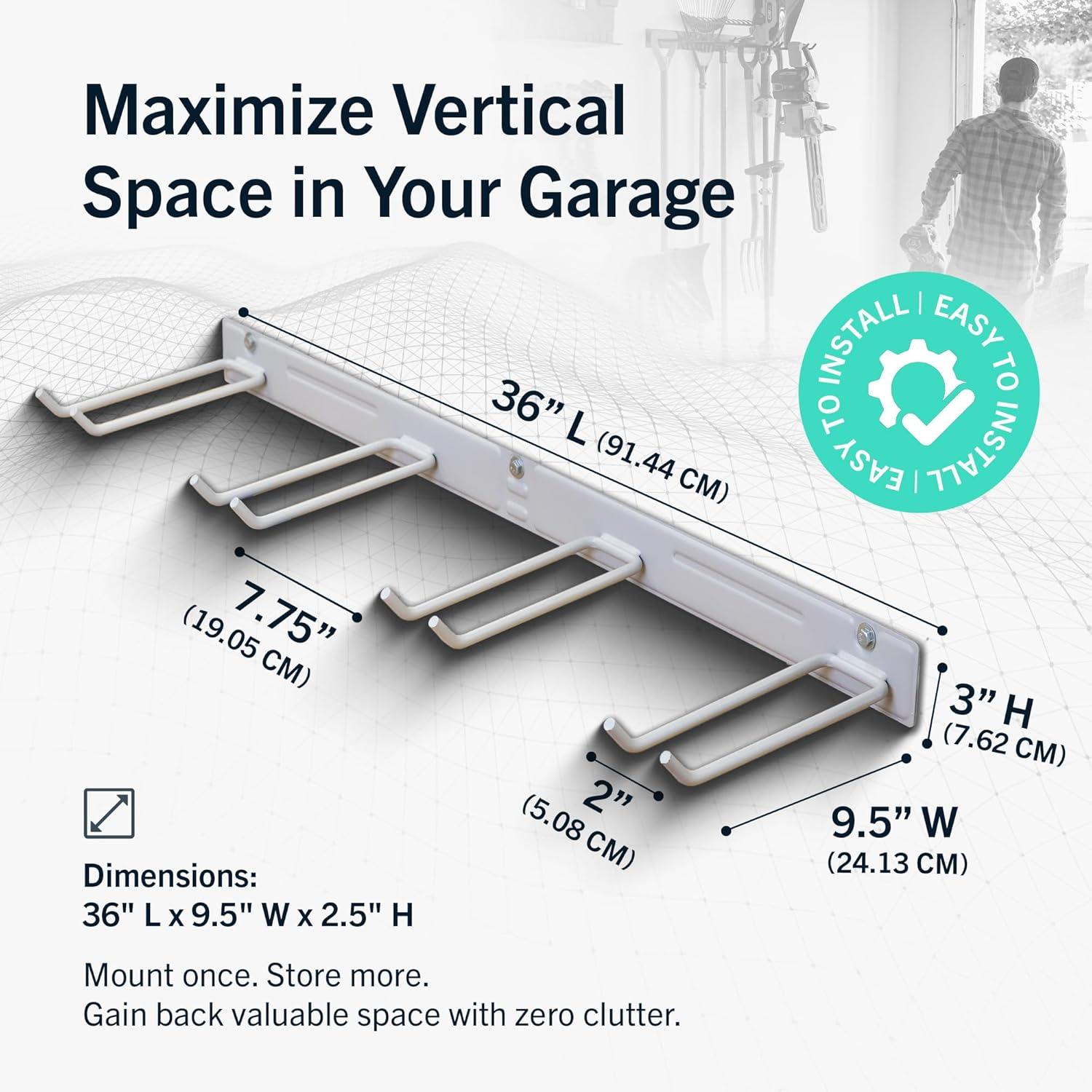 imageStoreYourBoard WallMounted Rack With 4 Garage Hooks  HeavyDuty Steel Holder Garage ampamp Garden Storage for Shed Workshop or Home Organization  For Rakes Shovels Tools ampamp More  1 Pack BlackGray