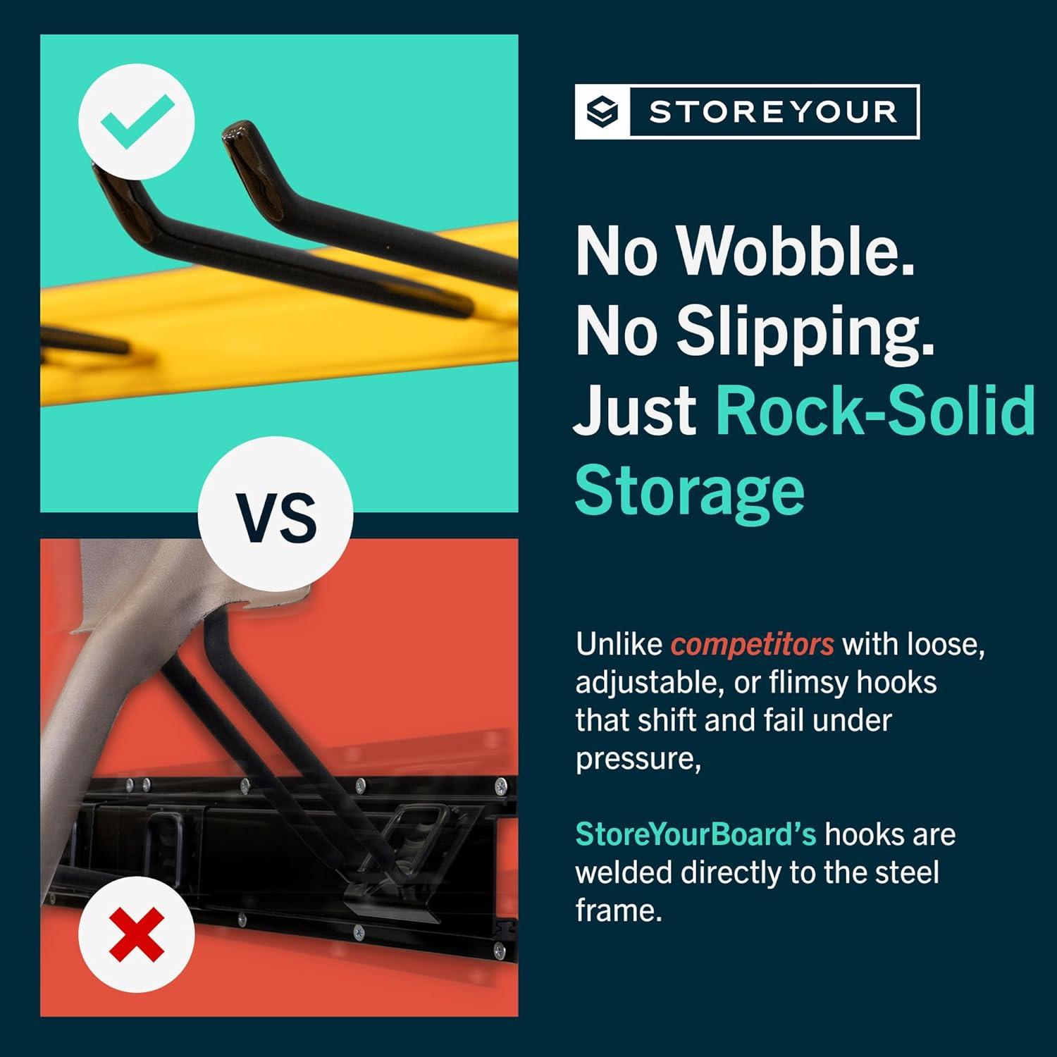 imageStoreYourBoard WallMounted Rack With 4 Garage Hooks  HeavyDuty Steel Holder Garage ampamp Garden Storage for Shed Workshop or Home Organization  For Rakes Shovels Tools ampamp More  1 Pack BlackTractor