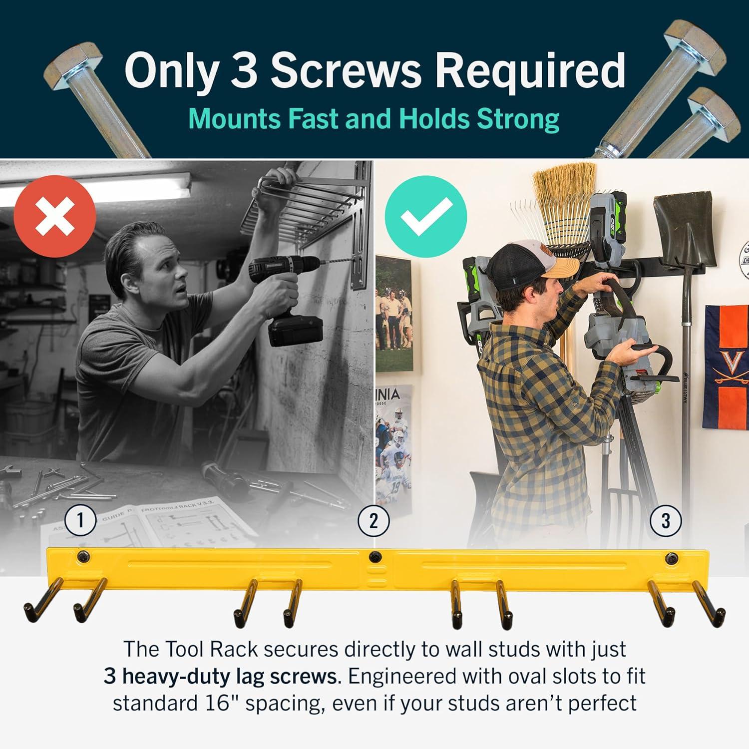 imageStoreYourBoard WallMounted Rack With 4 Garage Hooks  HeavyDuty Steel Holder Garage ampamp Garden Storage for Shed Workshop or Home Organization  For Rakes Shovels Tools ampamp More  1 Pack BlackTractor