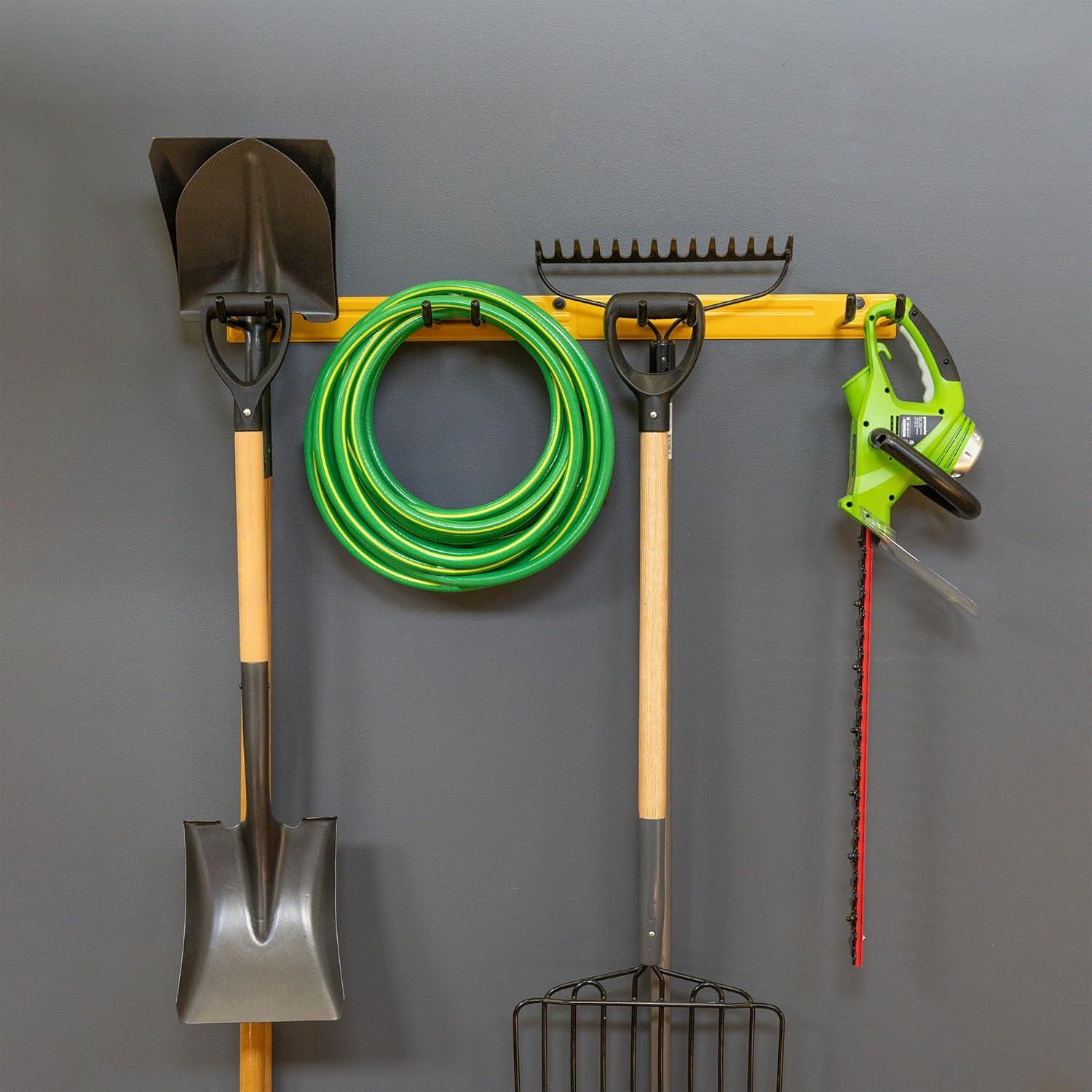 imageStoreYourBoard WallMounted Rack With 4 Garage Hooks  HeavyDuty Steel Holder Garage ampamp Garden Storage for Shed Workshop or Home Organization  For Rakes Shovels Tools ampamp More  1 Pack BlackTractor