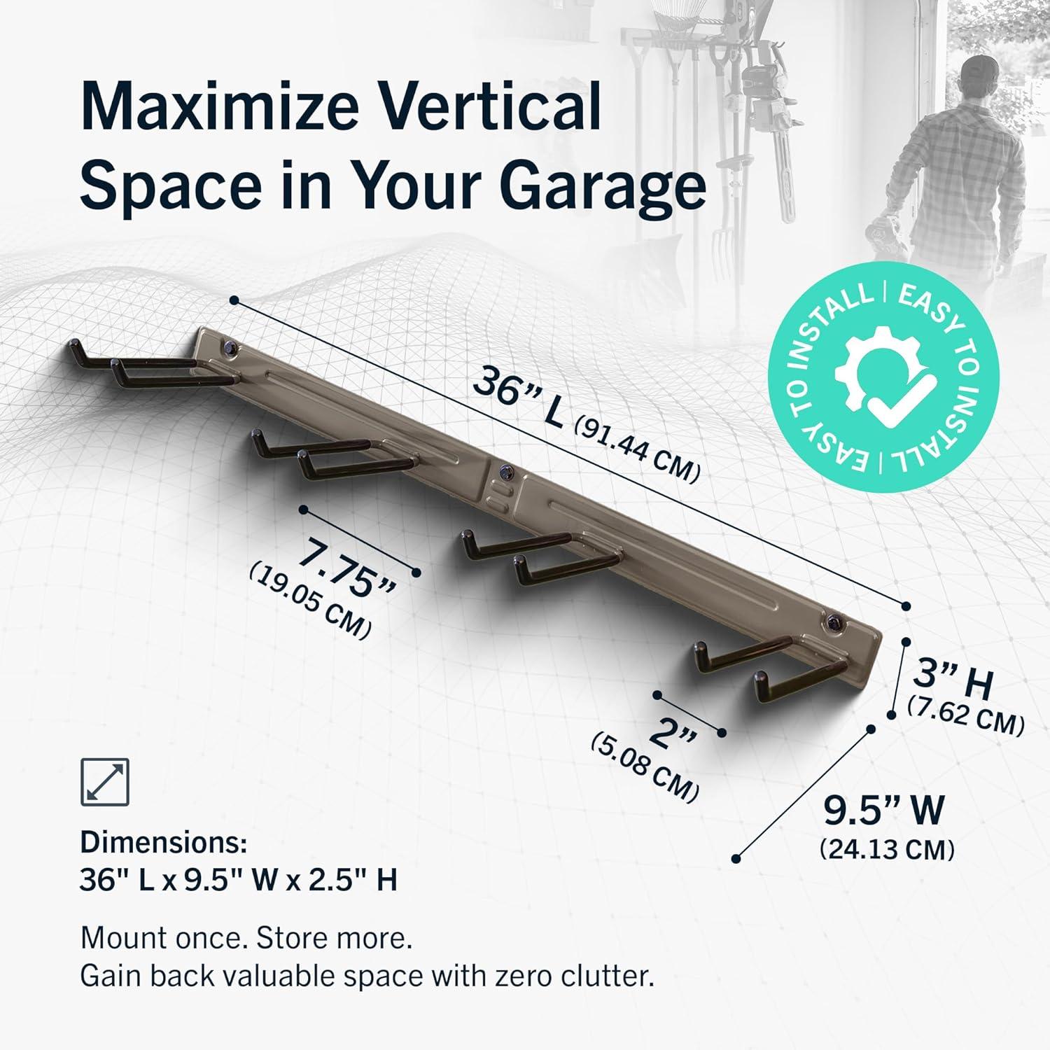 imageStoreYourBoard WallMounted Rack With 4 Garage Hooks  HeavyDuty Steel Holder Garage ampamp Garden Storage for Shed Workshop or Home Organization  For Rakes Shovels Tools ampamp More  1 Pack BlackMud