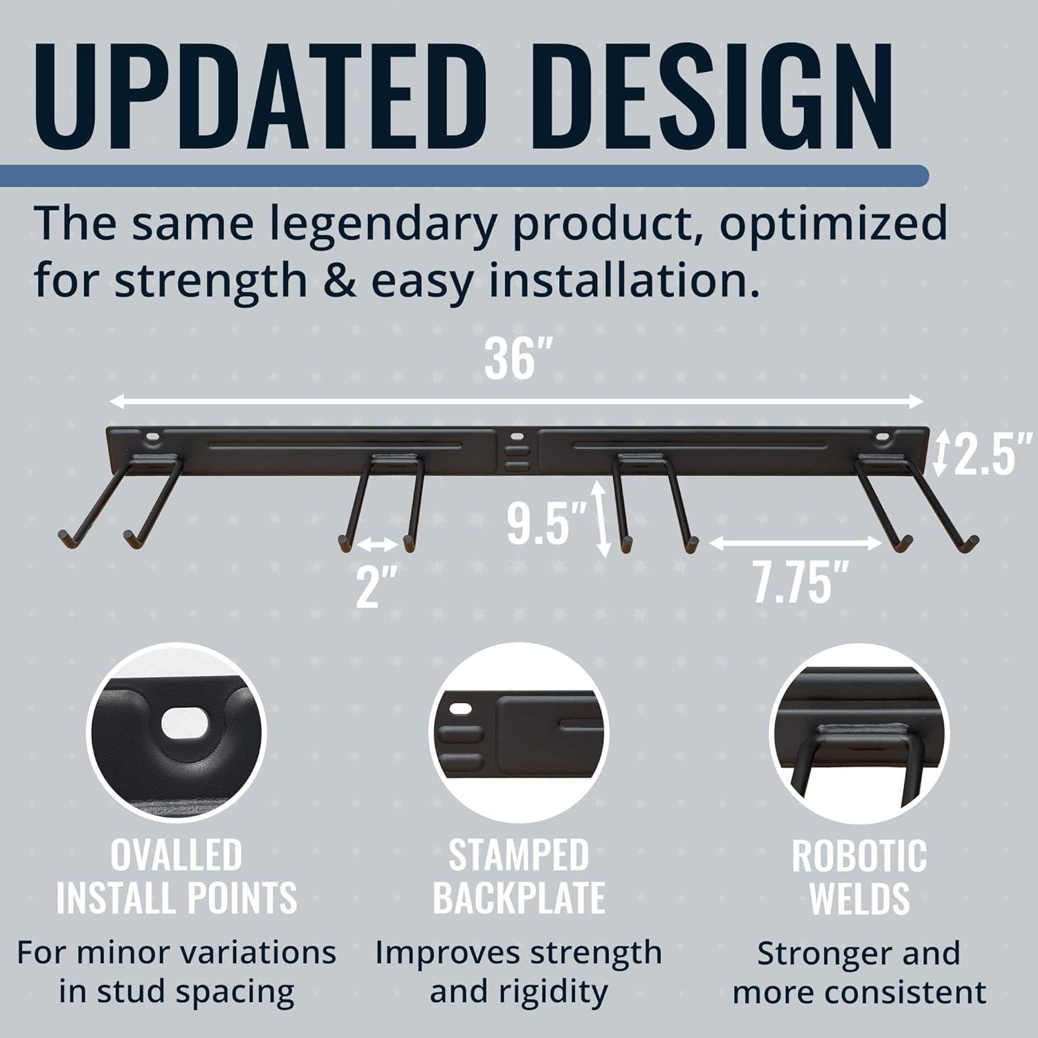 imageStoreYourBoard WallMounted Rack With 4 Garage Hooks  HeavyDuty Steel Holder Garage ampamp Garden Storage for Shed Workshop or Home Organization  For Rakes Shovels Tools ampamp More  1 Pack BlackGray