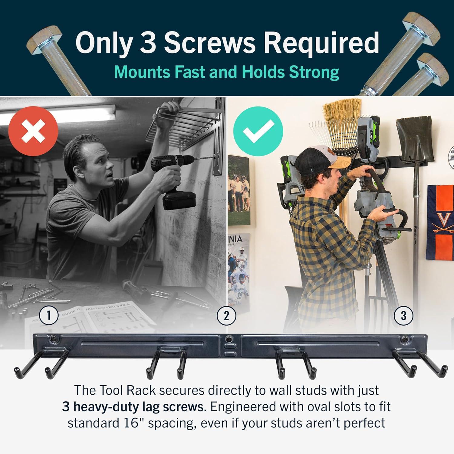 imageStoreYourBoard WallMounted Rack With 4 Garage Hooks  HeavyDuty Steel Holder Garage ampamp Garden Storage for Shed Workshop or Home Organization  For Rakes Shovels Tools ampamp More  1 Pack BlackMud