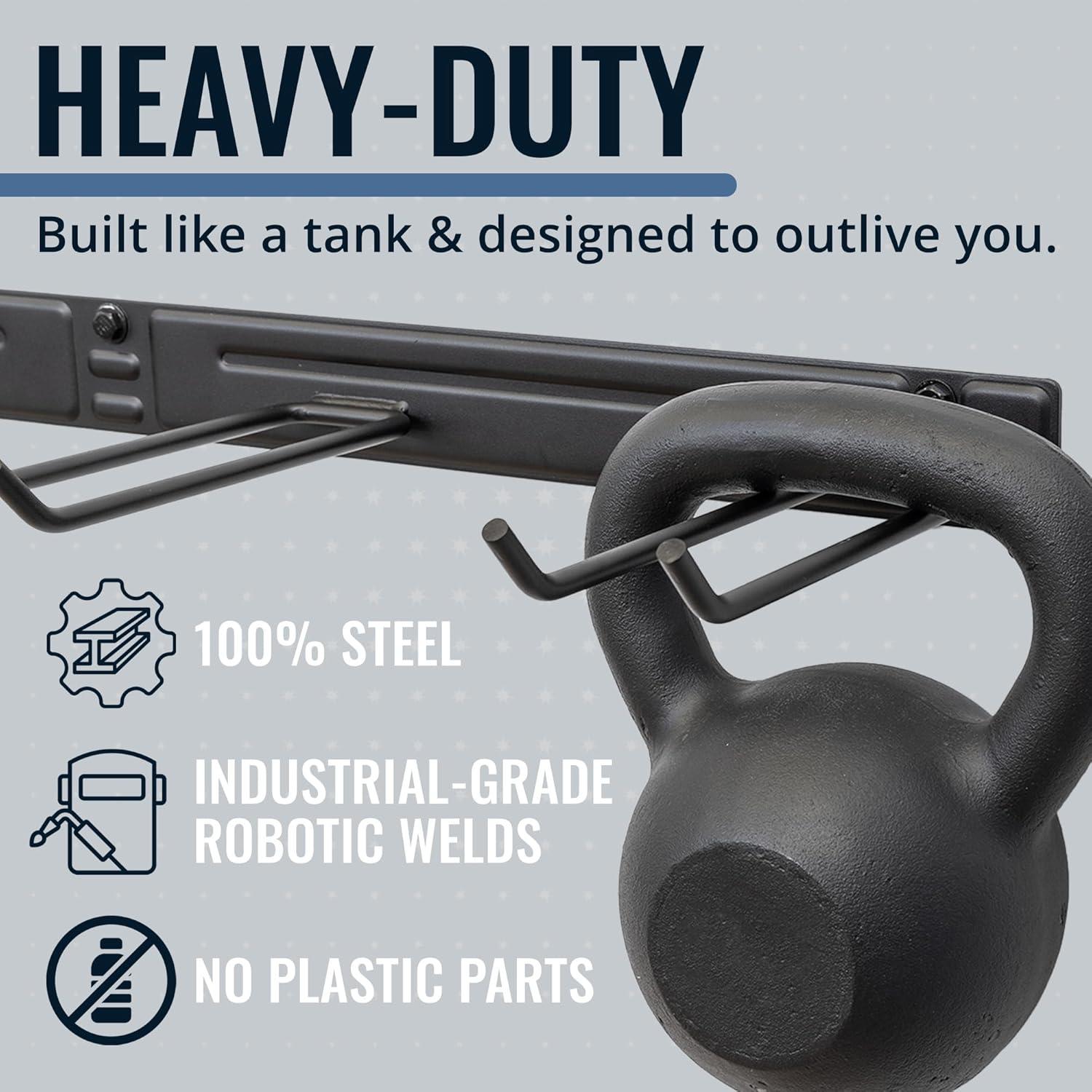 imageStoreYourBoard WallMounted Rack With 4 Garage Hooks  HeavyDuty Steel Holder Garage ampamp Garden Storage for Shed Workshop or Home Organization  For Rakes Shovels Tools ampamp More  1 Pack BlackGray