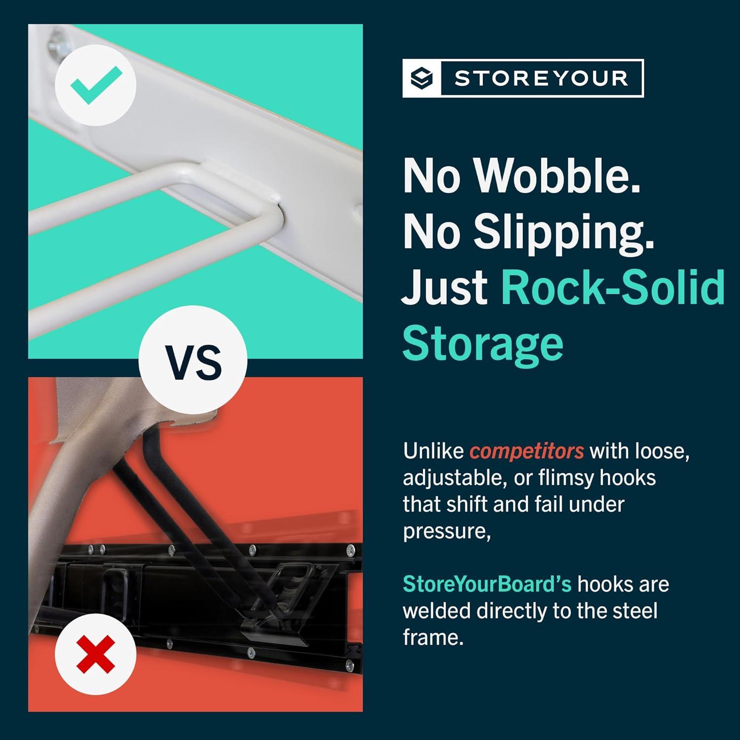 imageStoreYourBoard WallMounted Rack With 4 Garage Hooks  HeavyDuty Steel Holder Garage ampamp Garden Storage for Shed Workshop or Home Organization  For Rakes Shovels Tools ampamp More  1 Pack BlackGray