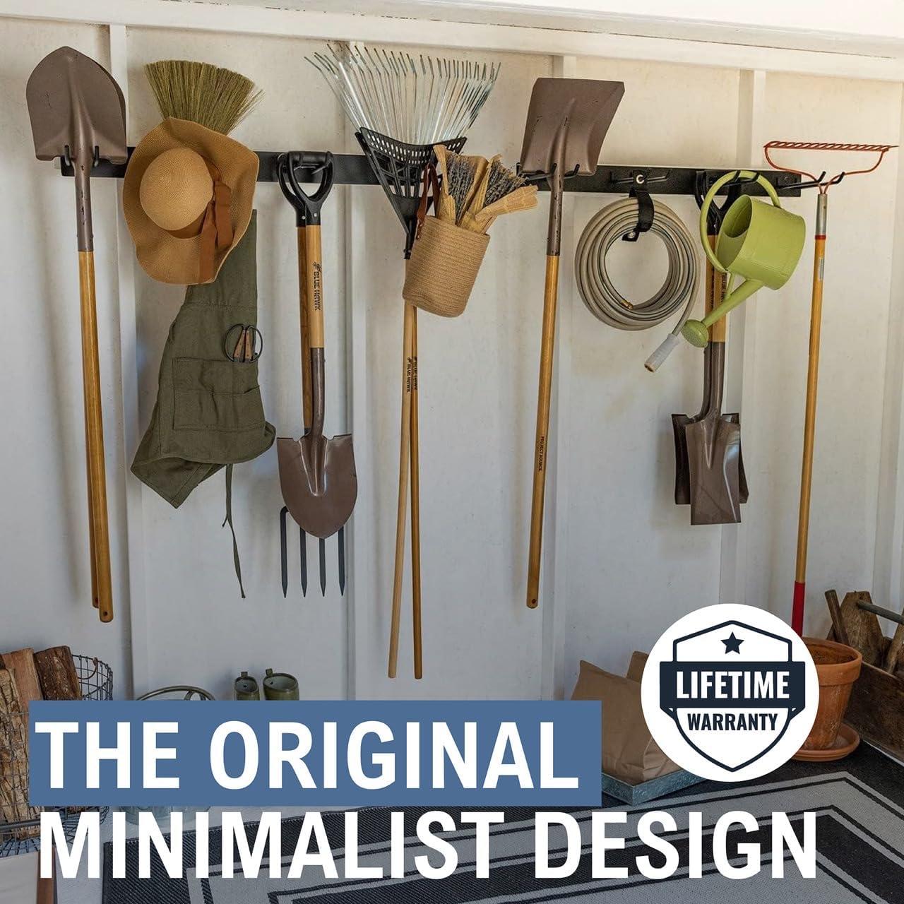 imageStoreYourBoard WallMounted Rack With 4 Garage Hooks  HeavyDuty Steel Holder Garage ampamp Garden Storage for Shed Workshop or Home Organization  For Rakes Shovels Tools ampamp More  1 Pack BlackBlack