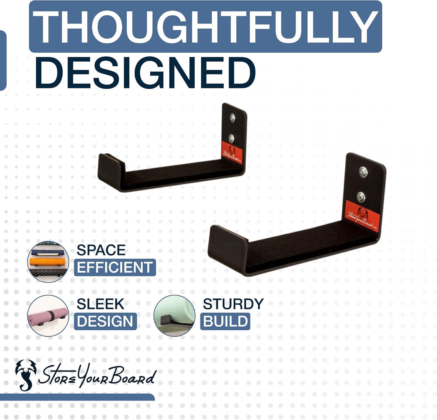 imageStoreYourBoard Yoga Mat Storage Rack  Yoga Mat Holder Wall Mount for Foam Rollers Resistance Bands Fitness Accessories Home Gym Organizer Holds Up to 30 lbs