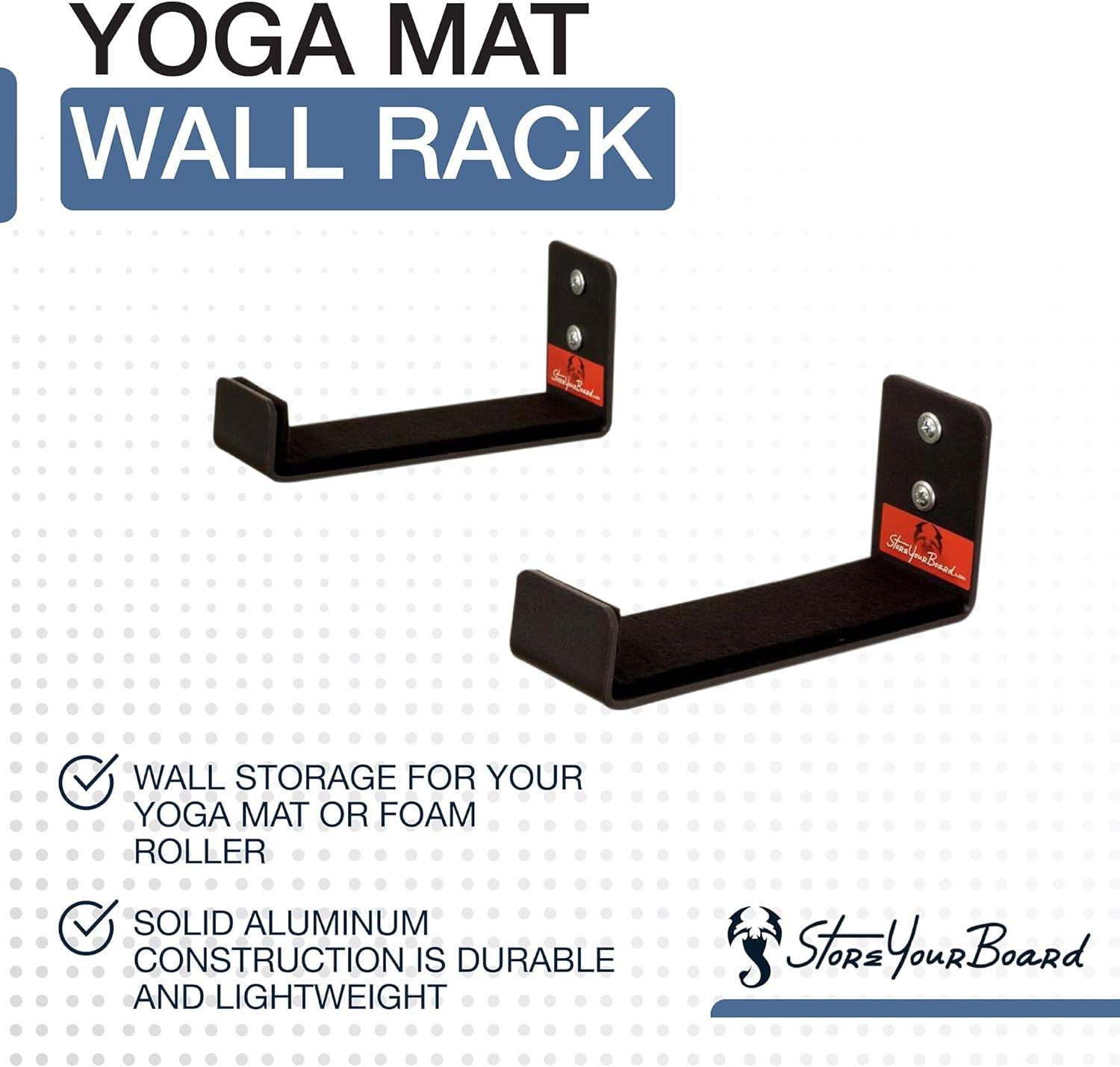 imageStoreYourBoard Yoga Mat Storage Rack  Yoga Mat Holder Wall Mount for Foam Rollers Resistance Bands Fitness Accessories Home Gym Organizer Holds Up to 30 lbs