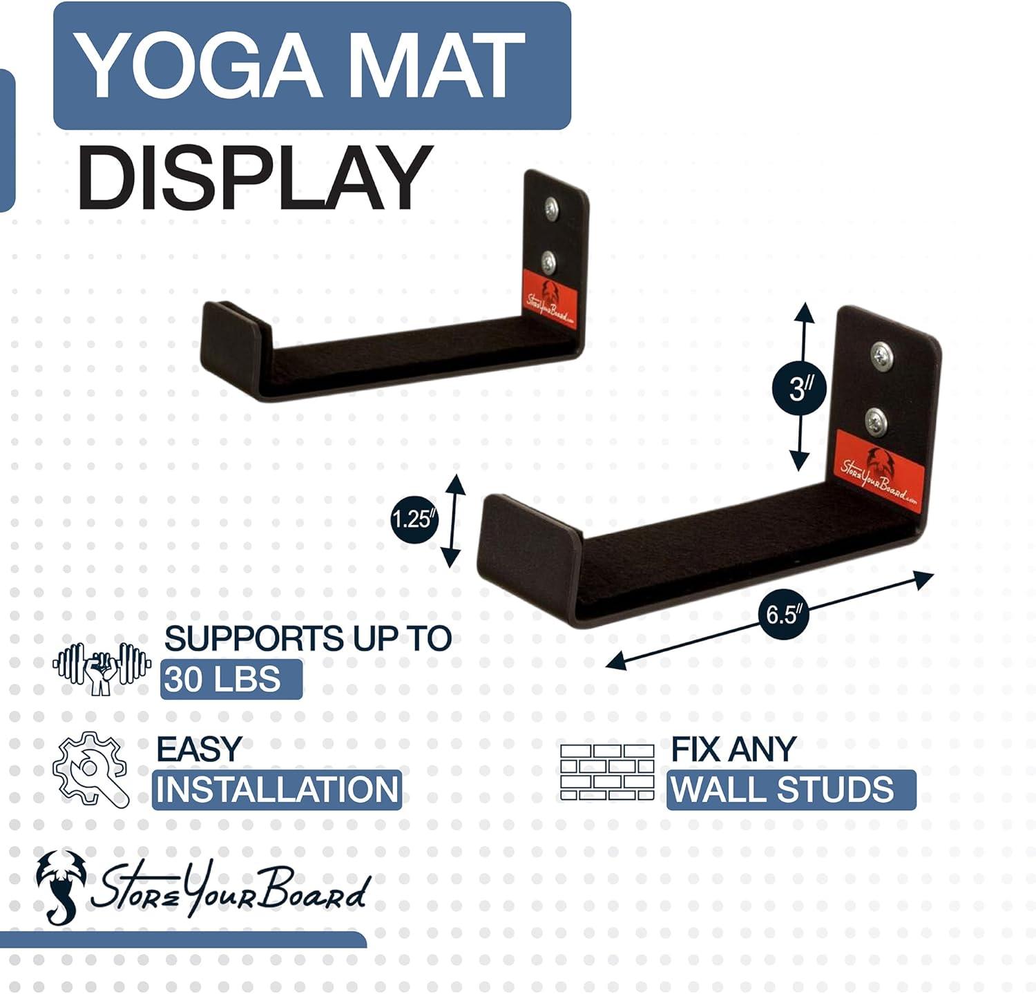 imageStoreYourBoard Yoga Mat Storage Rack  Yoga Mat Holder Wall Mount for Foam Rollers Resistance Bands Fitness Accessories Home Gym Organizer Holds Up to 30 lbs