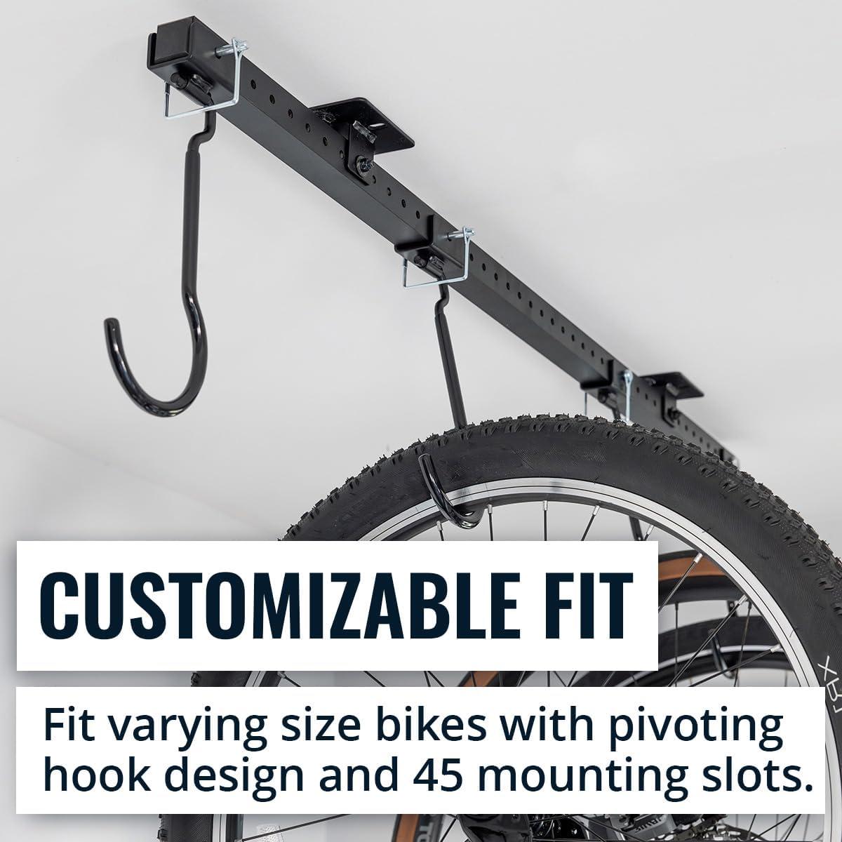 imageTeal Triangle Ceiling Mounted Bike Rack for Garage  Premium Bicycle Stand ampamp Hanger for SpaceSaving Storage  Adjustable Ceiling Hooks Hold 48 Bikes  Indoor Bicycle Rack System for basement