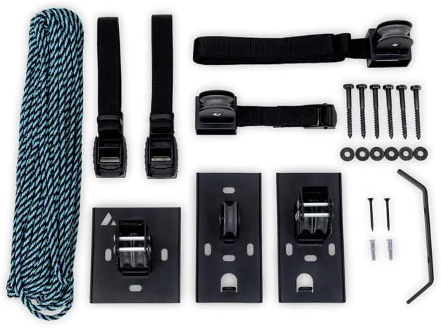 imageTeal Triangle Ceiling Storage Hoist for Cargo Box  Heavy Duty Garage Storage Lift  Garage Pulley Lift System Holds 150 lbs and Fits 810 ft Tall Garage Ceilings