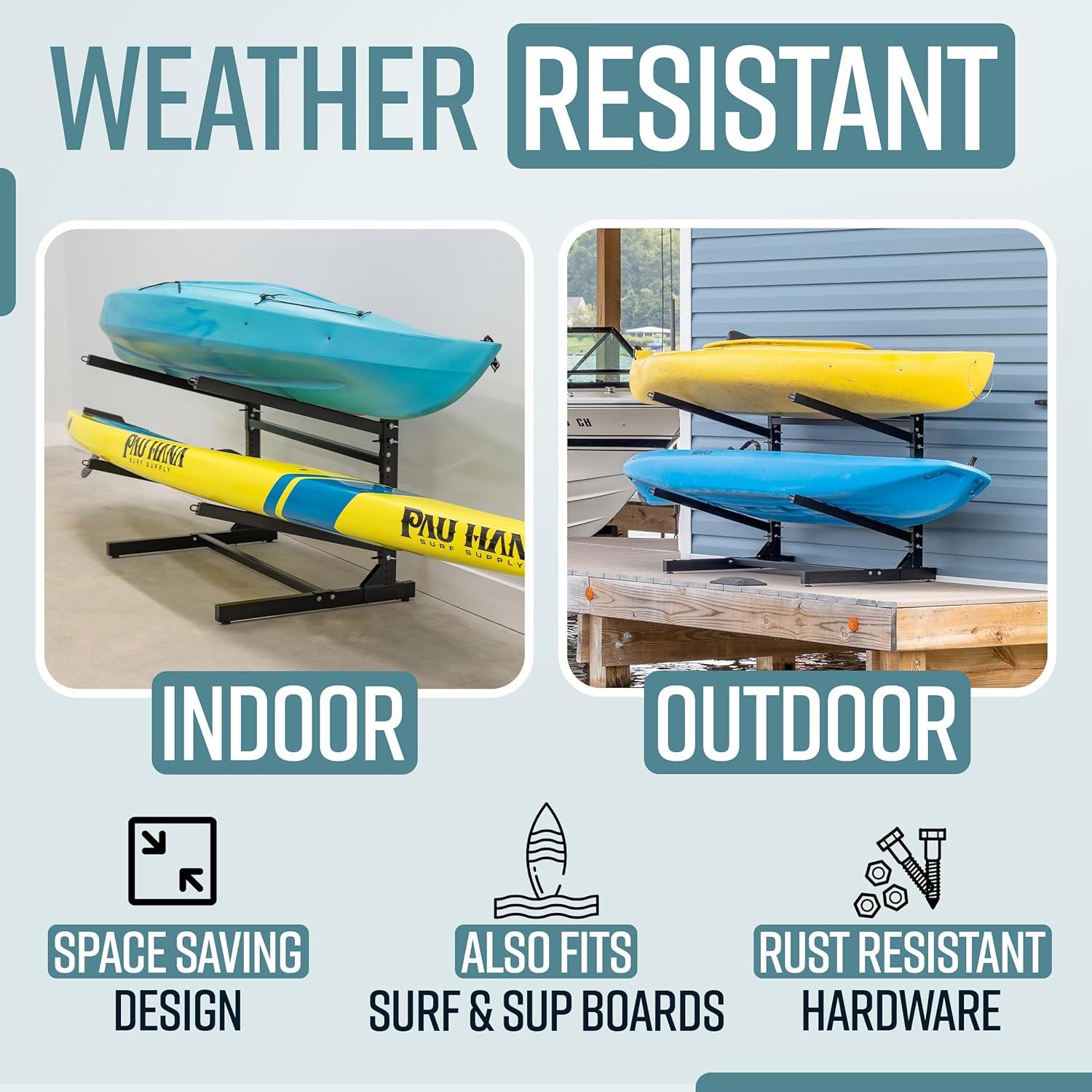 imageTeal Triangle Freestanding Kayak Storage Rack  4 Kayak Storage Rack ampamp Canoe Rack  Kayak Stand for Outdoor and Indoor  Premium Canoe and Kayak Holder  Adjustable Kayak Storage StandBlack