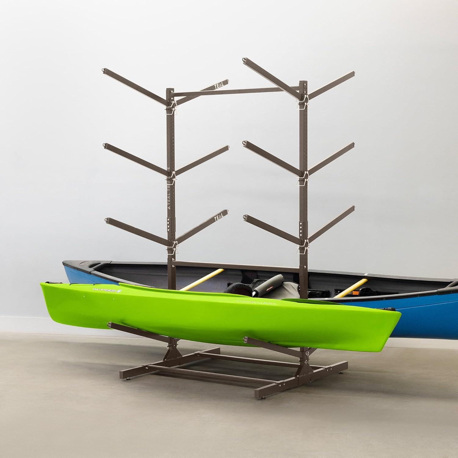 imageTeal Triangle Freestanding Kayak Storage Rack  4 Kayak Storage Rack ampamp Canoe Rack  Kayak Stand for Outdoor and Indoor  Premium Canoe and Kayak Holder  Adjustable Kayak Storage StandMud