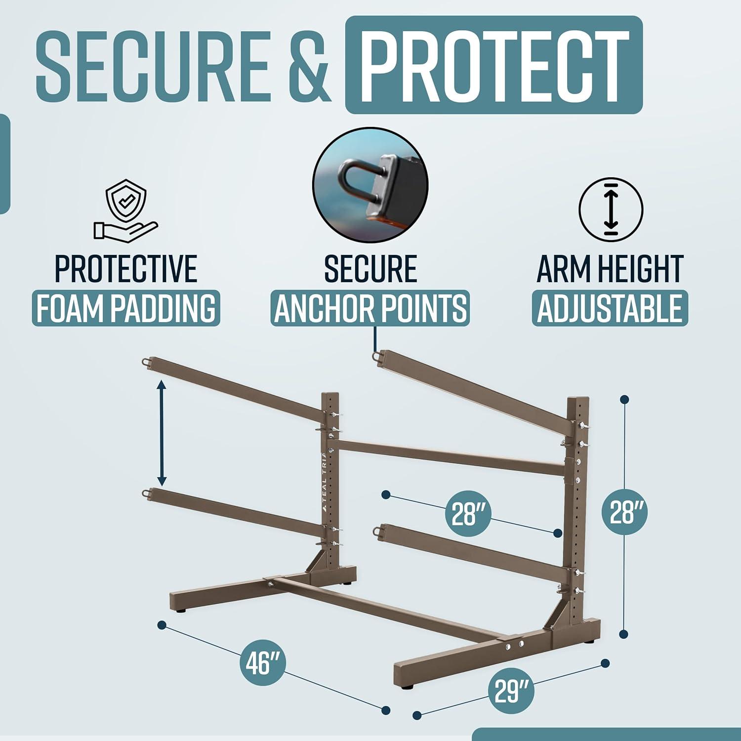 imageTeal Triangle Freestanding Kayak Storage Rack  4 Kayak Storage Rack ampamp Canoe Rack  Kayak Stand for Outdoor and Indoor  Premium Canoe and Kayak Holder  Adjustable Kayak Storage StandMud