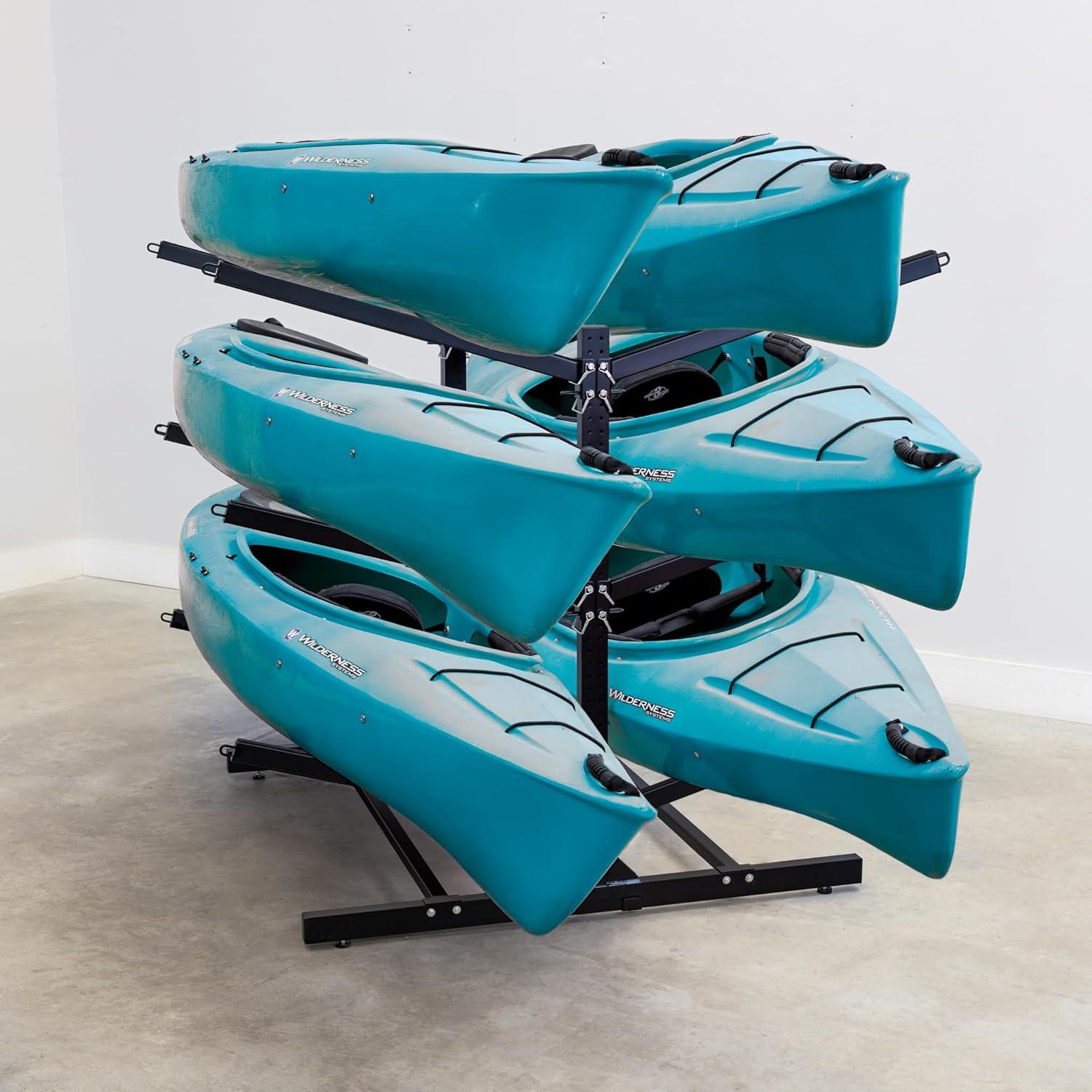 imageTeal Triangle Freestanding Kayak Storage Rack  4 Kayak Storage Rack ampamp Canoe Rack  Kayak Stand for Outdoor and Indoor  Premium Canoe and Kayak Holder  Adjustable Kayak Storage StandBlack