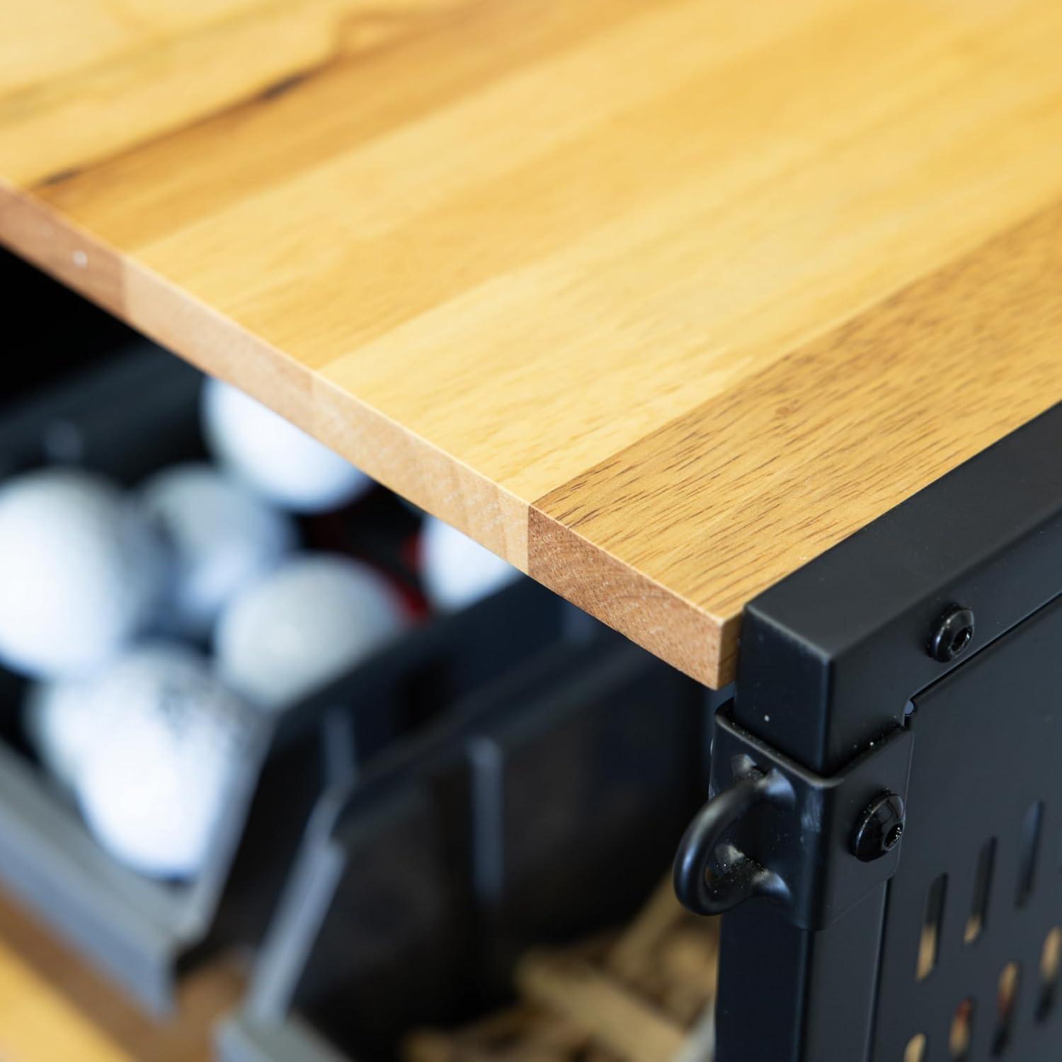 imageTeal Triangle Golf Storage Wall Mount Heavy Duty Garage Golf Rack Natural Hardwood Shelves Holds Golf Clubs Bags Golf Accessories