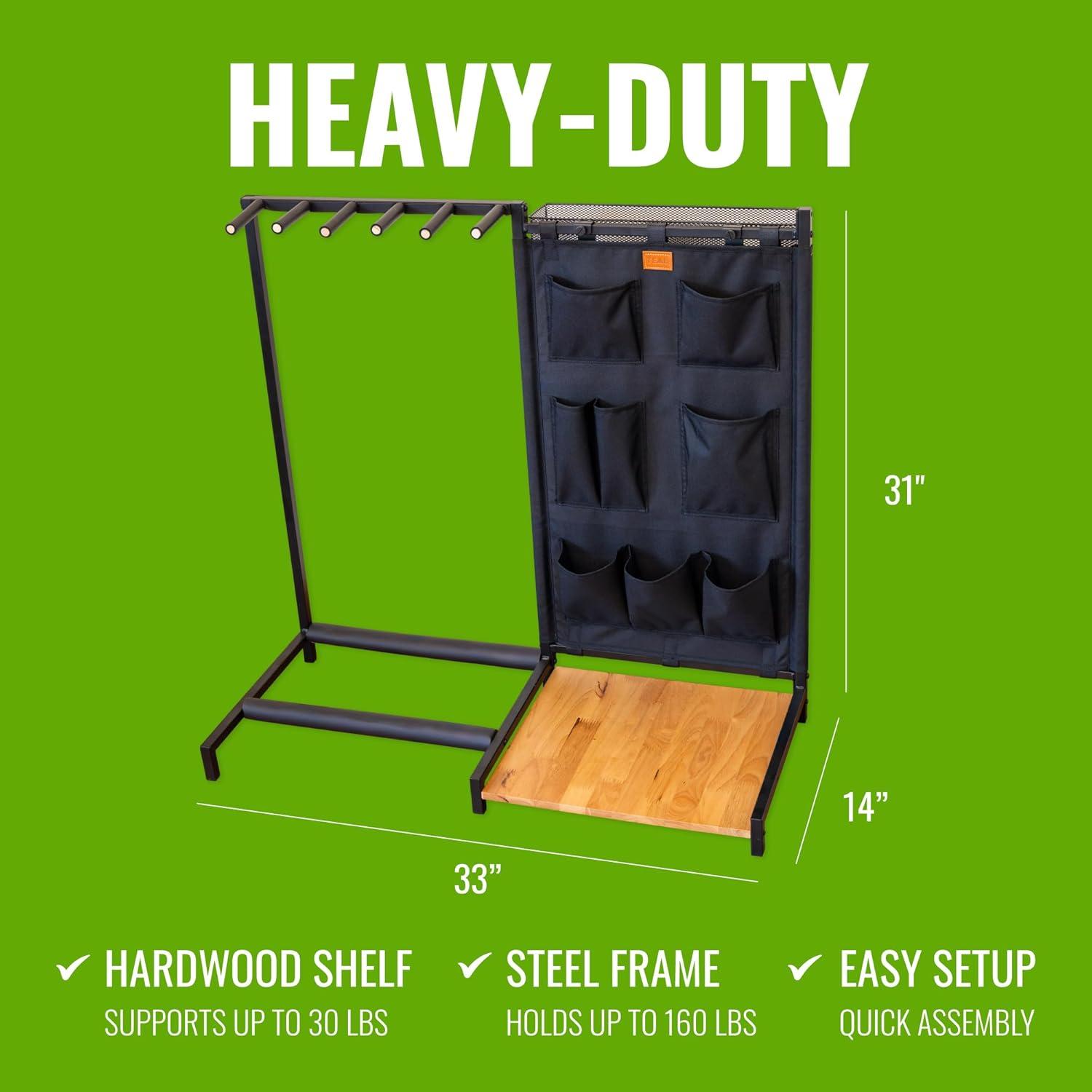 imageThe Headliner Guitar Rack 10 Storage Slots Multiple Guitar Floor Stand for Acoustic and Electric Gray Canvas Storage Pockets Hardwood ShelfGray