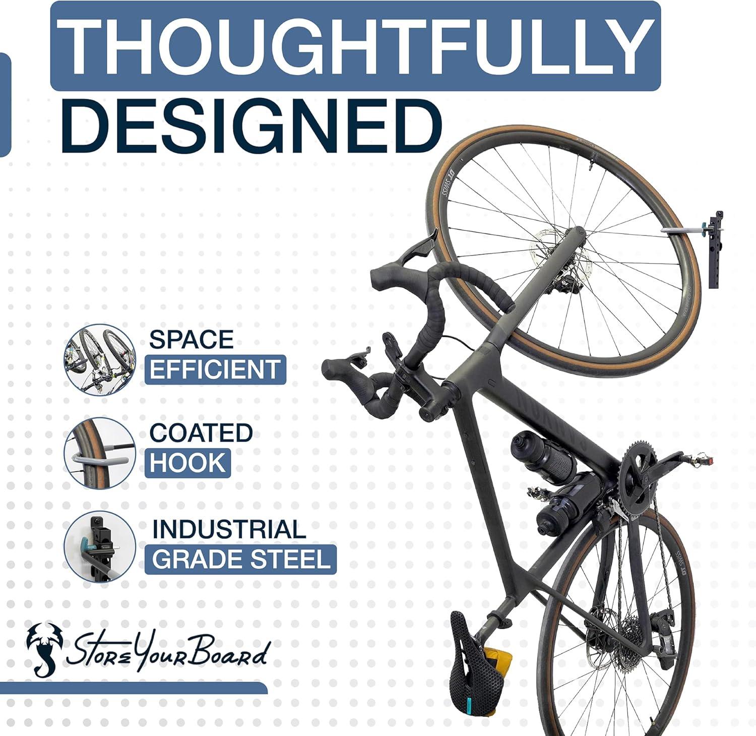 imageWheelRest Bike Hook NoLift Garage Wall Mount Vertical Bicycle Storage Rack Adjustable Bike Hanger for MTB Road eBike 4 Pack1 Pack