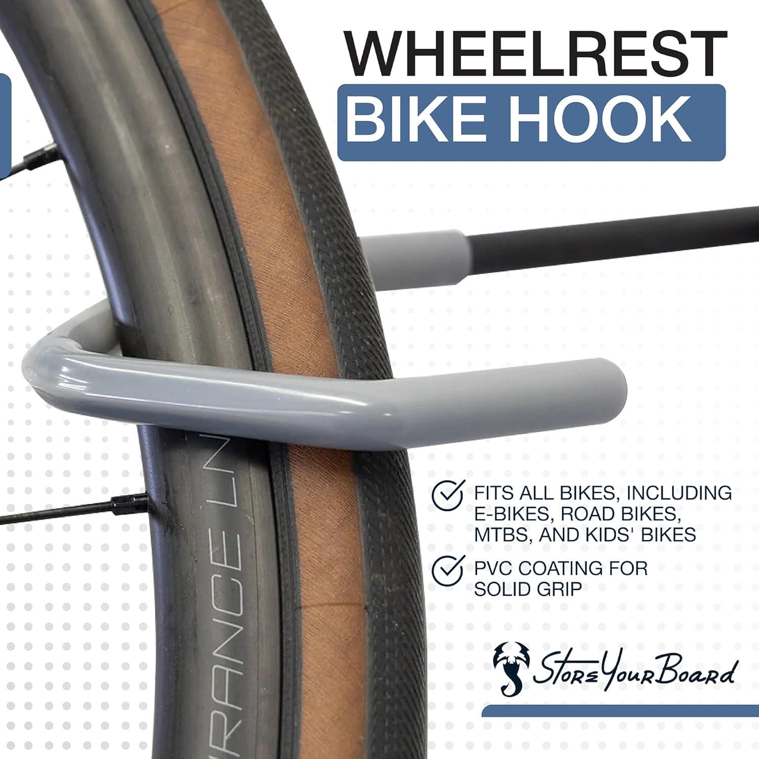 imageWheelRest Bike Hook NoLift Garage Wall Mount Vertical Bicycle Storage Rack Adjustable Bike Hanger for MTB Road eBike 4 Pack4 pack