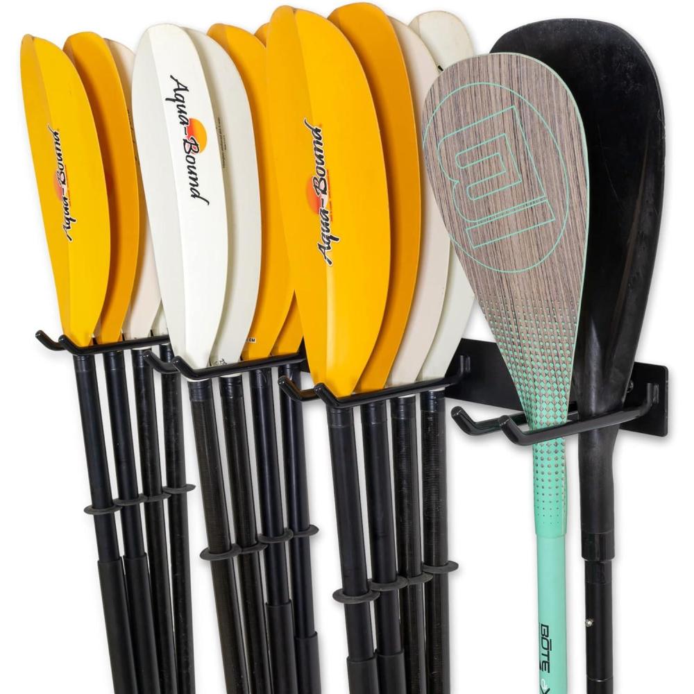 imagePaddle Storage Wall Rack Kayak SUP Canoe Paddles Indoor Organizer Solid Steel Hanging Hooks CompactUltimate