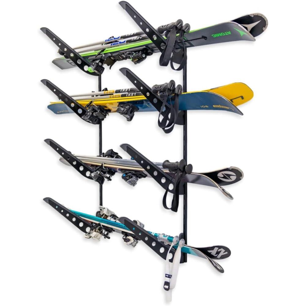 imageStoreYourBoard Adjustable Ski Storage Rack Wall Mount OrganizerBlack