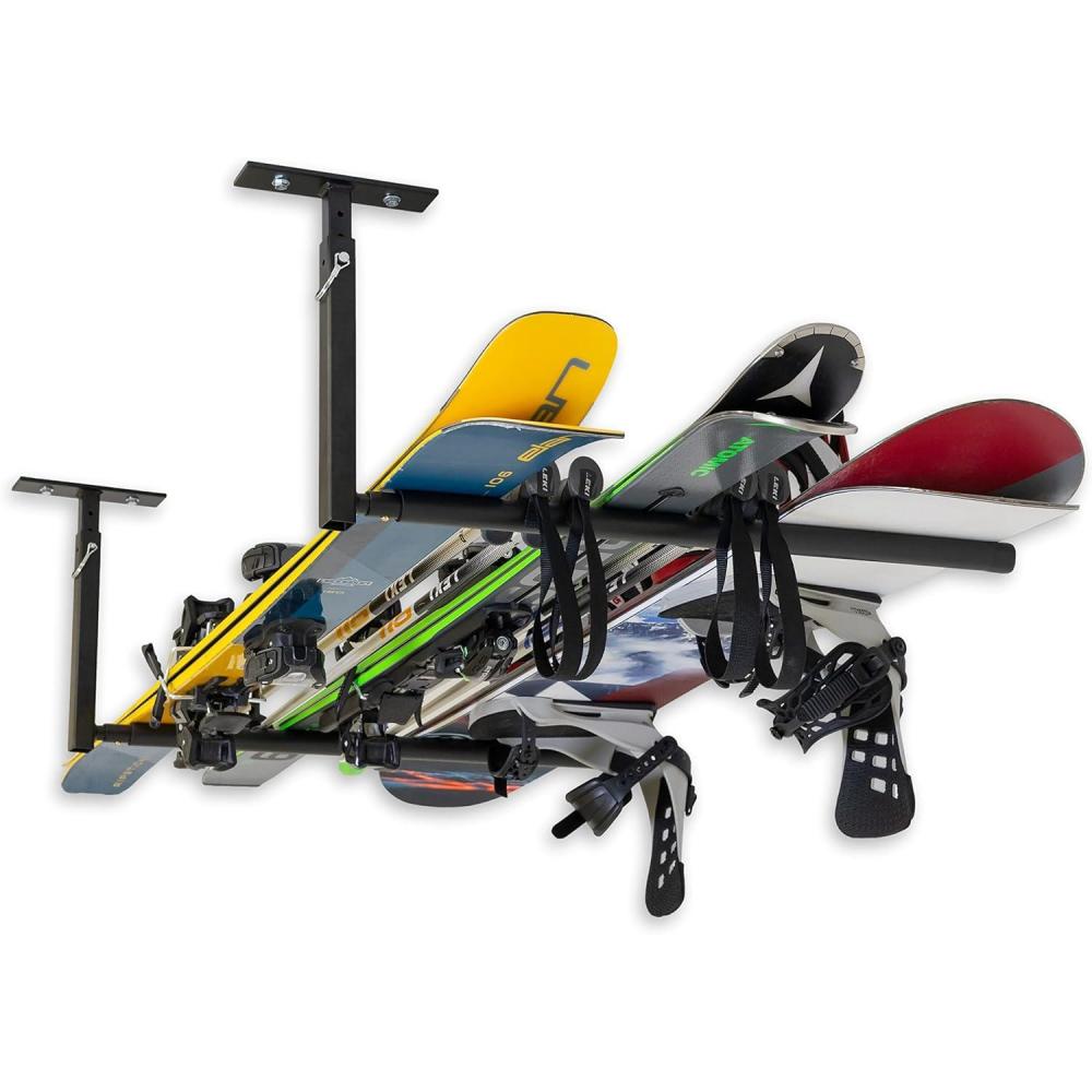 imageStoreYourBoard Adjustable Ski and Snowboard Ceiling Rack Overhead Storage Mount Double SidedSingle Sided