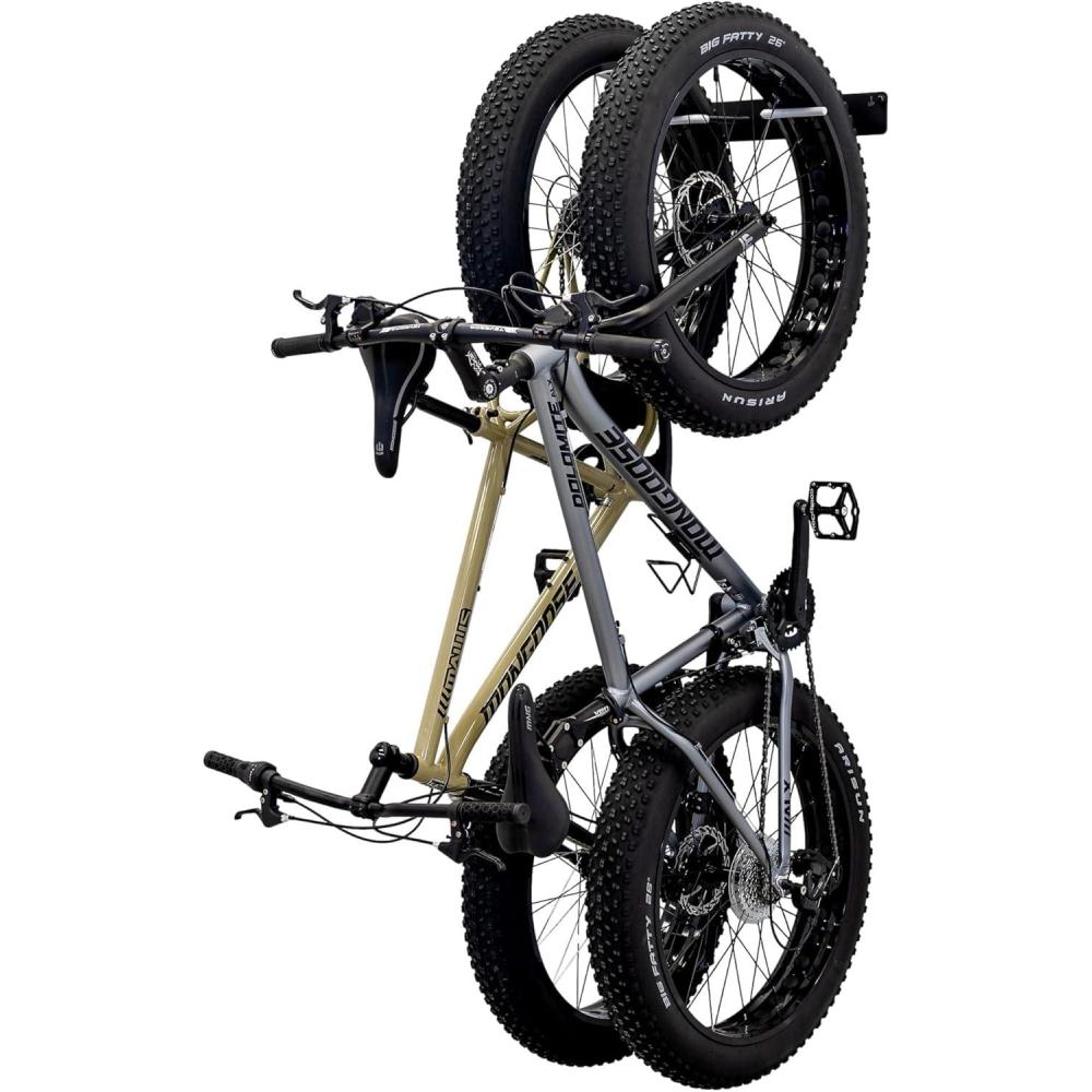 imageStoreYourBoard BLAT Bike Fat Tire Wall Rack Holds 2 Bikes Home and Garage Storage Hooks HeavyDuty Solid Metal Max 100 lbs