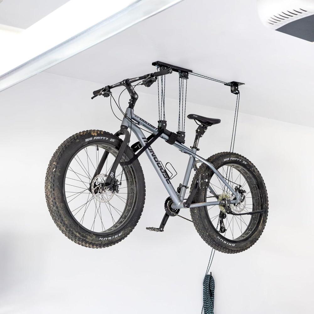 imageStoreYourBoard Bike Hoist NoSlip Bicycle Ceiling Storage HeavyDuty Garage Pulley Lift System Road MTB Fat Tire Ebike Hanger
