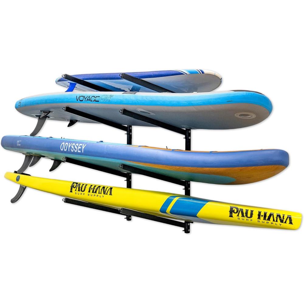 imageStoreYourBoard GSUP Wall Mounted Standup Paddleboard Storage Rack Adjustable Levels Standup Paddle Board HolderOutdoor  4 Levels