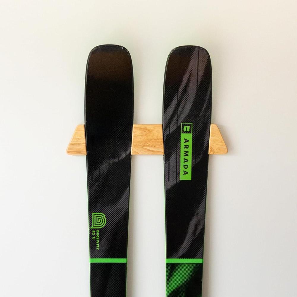 imageStoreYourBoard Minimalist Wood Ski Rack  Vertical Ski Storage Holder for Home ampamp Garage Solid Wood Ski Wall Mount Display Rack Holds 50 lbsSmall