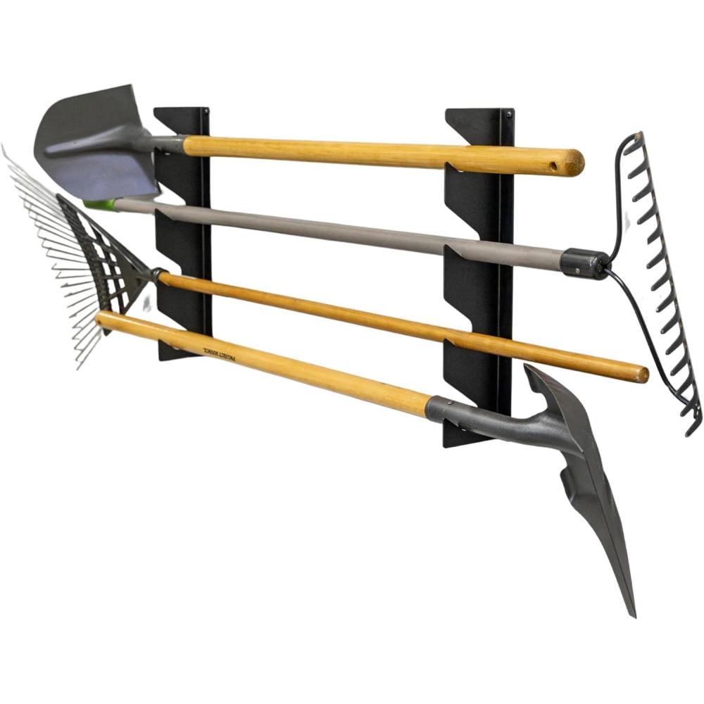 imageStoreYourBoard Shed Tool Organizer Wall Mount Garage Organization Garden Tool Organizer for Shovels and Rakes Solid Steel Holds 100 lbs