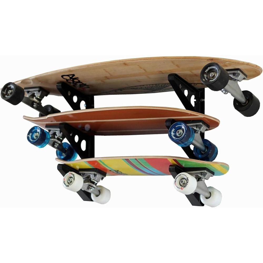 imageStoreYourBoard Skateboard and Longboard Storage Rack Trifecta Wall Mount Display Home and Garage OrganizerLongboard