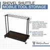 imageShovel Shuttle Mobile Tool Storage Garden Cart on Wheels Freestanding Garden Organizer Holds Rakes Power Tools Rolling Yard Tool Organizer