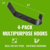 imageStoreYourBoard 4 Pack Wall Hooks for Hanging Decorative ampamp Heavy Duty Coat Wall Hooks Mount Set Holds 30 lbs Each Outdoor 65quot x 12quot x 2quotBlack