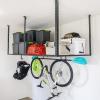 imageStoreYourBoard 4 x 8 Overhead Garage Storage Rack Ceiling Shelf Overhead Organization Heavy Duty Steel Platform Holds 700 lbs 96 in x 48 in x 40 in4 x 8 ft with Hooks